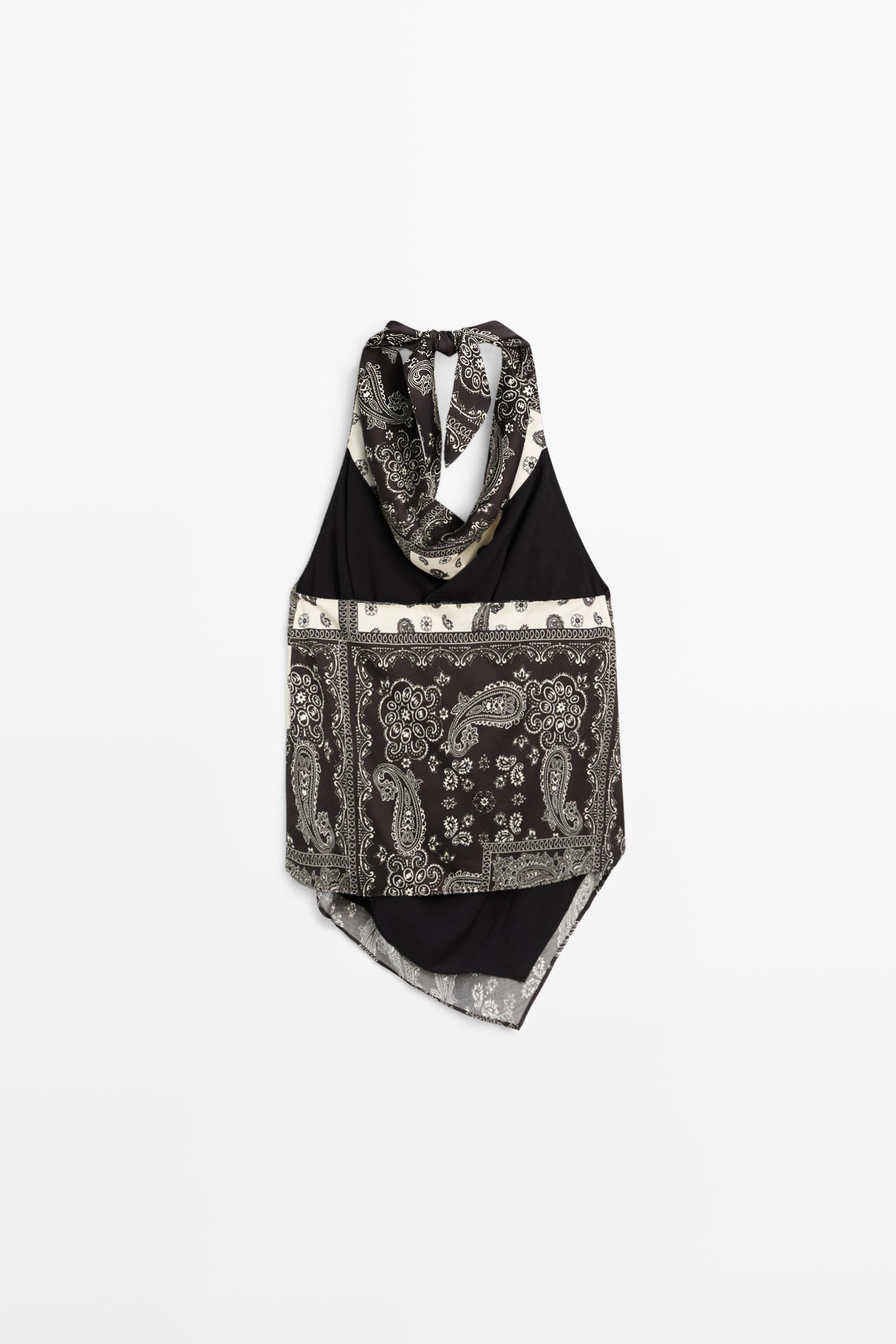 Flowing printed halter top